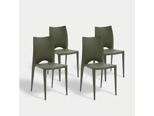 Lot de 4 chaises empilables en polypropylène lione - vert foncé