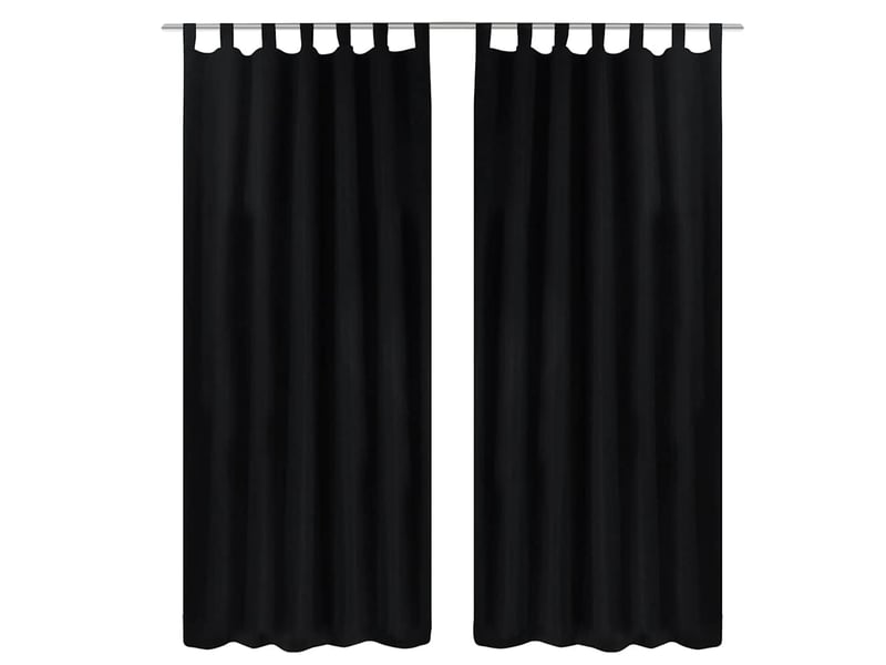  Lot de 2 rideaux à passant, rideaux de fenêtre micro satin noir 140 x 245 cm cf43425  - Conforama B
