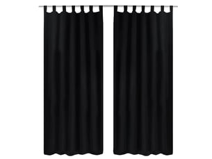 Lot de 2 rideaux à passant, rideaux de fenêtre micro satin noir 140 x 245 cm cf43425