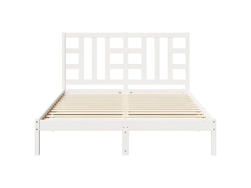 Lit double- lit adulte - cadre de lit sans matelas blanc 150x200 cm bois massif - Conforama D