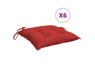 Lot de 6 coussins de palette, coussins de canapé rouge 50x50x7 cm tissu oxford cf59749