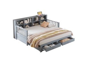 Lit banquette 90x190 cm <strong>SAPGAKS</strong> <strong></strong> coloris gris