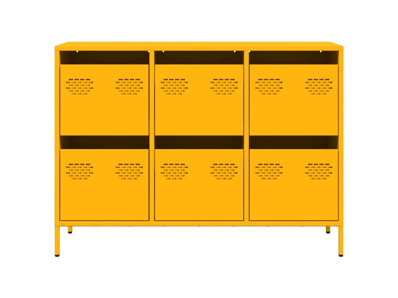  Buffet - bahut - meuble de rangement jaune moutarde 101,5x39x73,5 cm acier laminé à froid  - Conforama E
