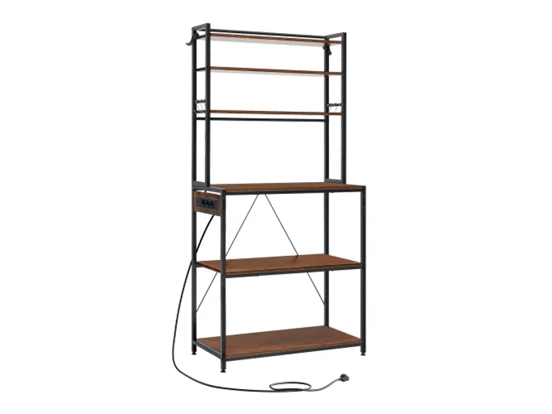 Étagère de cuisine multifonction - brun rustique - métal &amp; bois - 80x167x40 cm - poids 21,05 kg 40x80x167cm - Conforama A