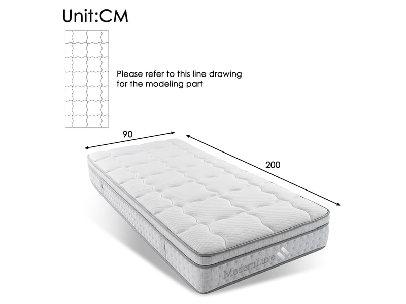  Matelas 90x200 cm H3, Ressorts Ensachés 7 Zones, 25 cm, Hybride Mousse à Froid, OEKO-TEX  - Conforama C