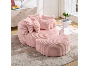 Fauteuil convertible <strong>MODENVIE</strong> <strong></strong> Velours côtelé rose
