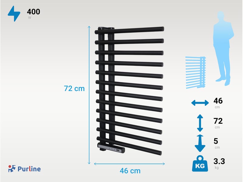  Radiateur sèche-serviettes rotatif 180 degrés noir NTW GIRO B - Conforama C