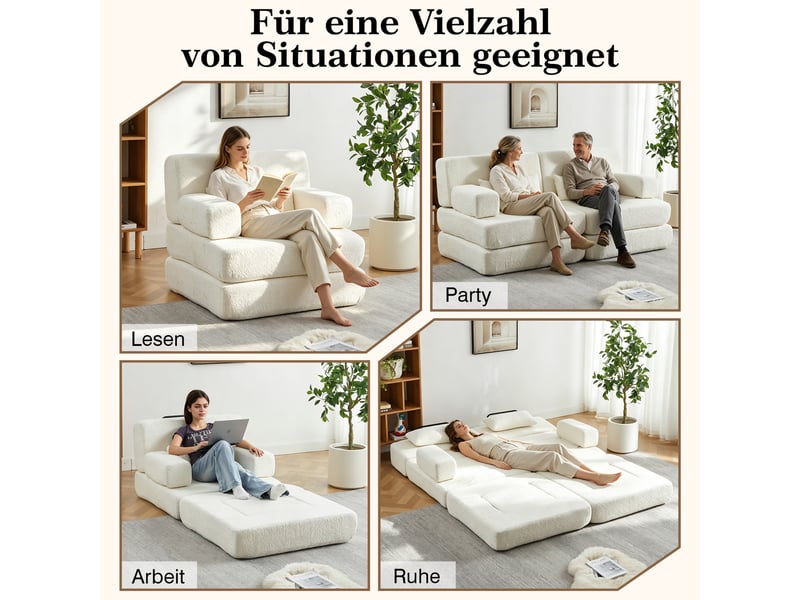 Canapé-lit convertible 1 place en chenille, canapé modulaire pliable, cadre en fer, convertible en lit d'appoint - Conforama E