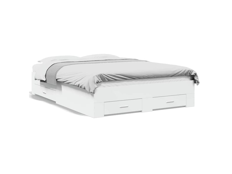 Lit double- lit adulte - cadre de lit avec tiroirs sans matelas blanc 135x190 cm - Conforama A
