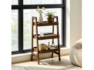 Meuble de rangement en échelle 45x32x80 cm avec 3 niveaux, autoportant, bois, couleur marron