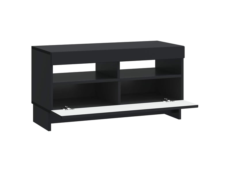Meuble tv - banc tv - meuble de rangement led noir bois d'ingénierie - Conforama E