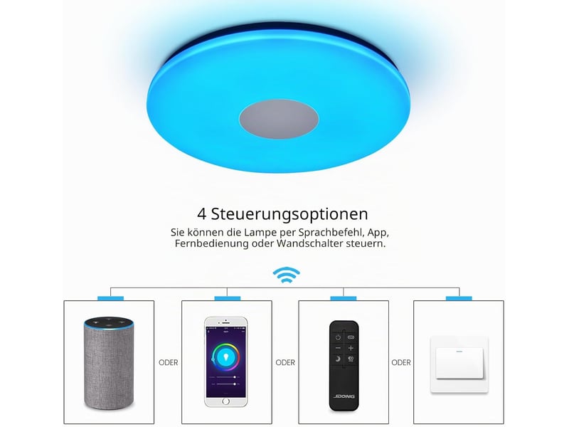  Plafonnier led wi-fi 30 cm 24 w – compatible alexa et google home, intensité réglable via application, indice de protection ip44  - Conforama D