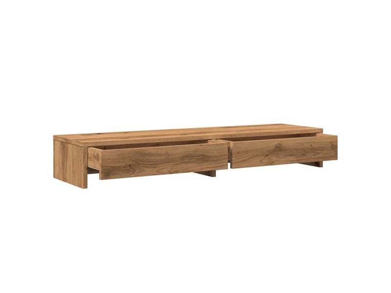  Support de moniteur table meuble bureau et tiroirs artisanal bois ingénierie marron 02_0044962  - Conforama C