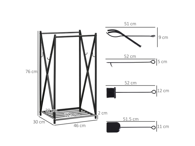  Porte-bûches en acier avec 4 accessoires, format vertical compact, capacité 100 kg  - Conforama E