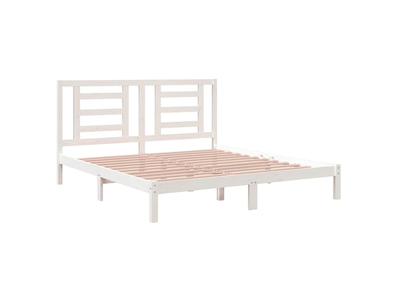  Lit double- lit adulte -  cadre de lit sans matelas blanc 180x200 cm bois massif  - Conforama C