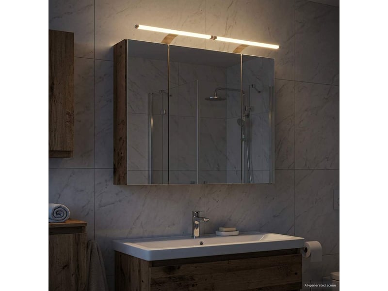 Armoire miroir de salle de bain, cabinet de salle de bain bois ancien 80 x 14.5 x 70 cm cf65149 - Conforama D