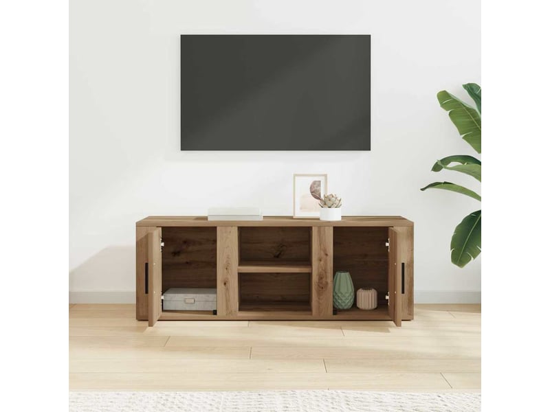  Meuble tv - banc tv - meuble de rangement 100 x 31,5 x 35 cm chêne artisanal bois d'ingénierie  - Conforama D