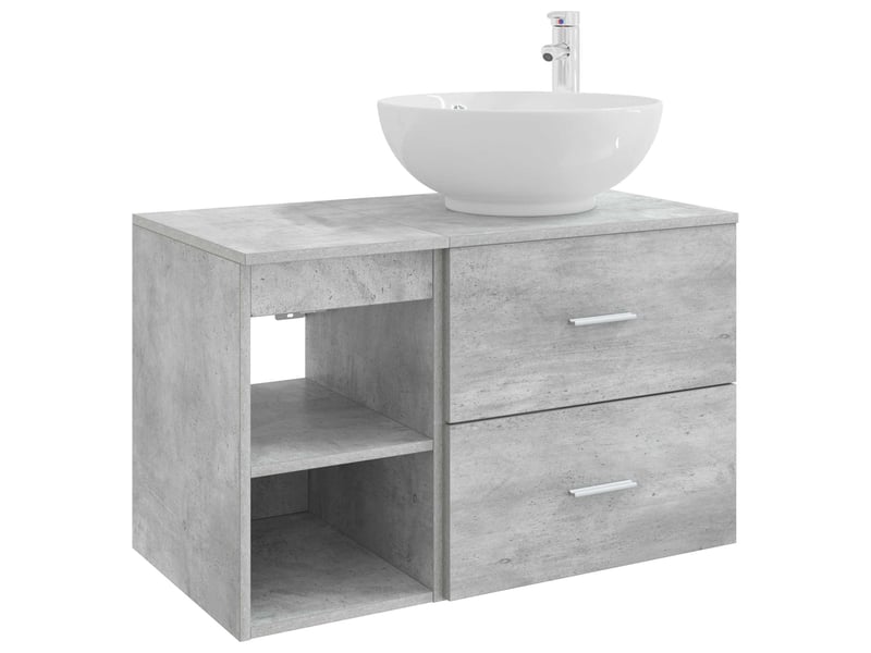 Ensemble de mobilier de salle de bain 2 pcs gris béton shl5815 - Conforama A
