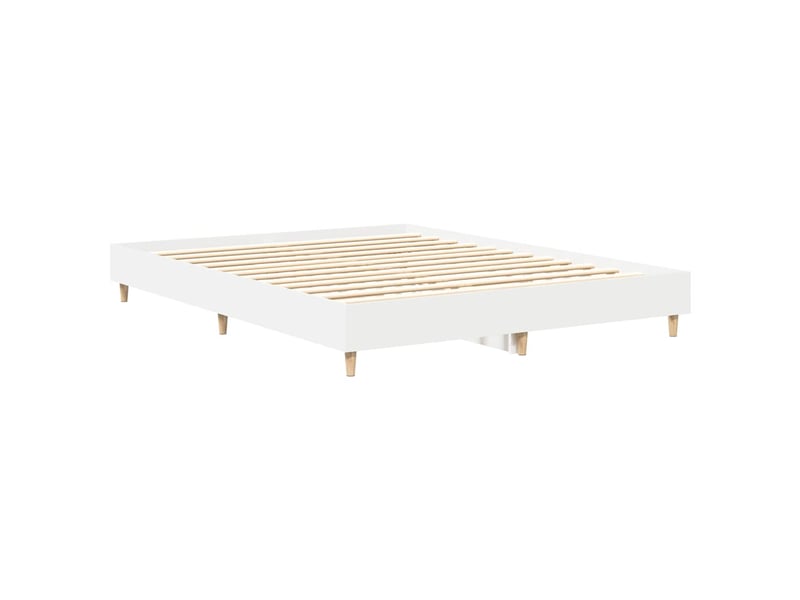  Lit double- lit adulte -  cadre de lit sans matelas blanc 150x200 cm bois d'ingénierie  - Conforama C