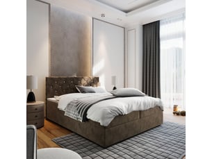 Lit avec rangement 180x200 cm <strong>MASSENO</strong> <strong></strong> coloris marron