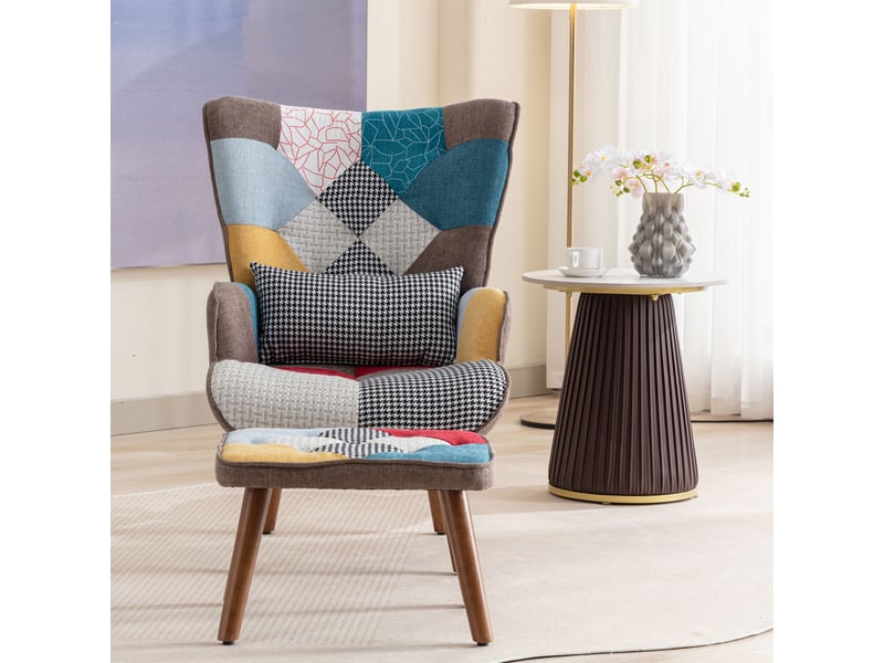 Fauteuil de loisirs avec repose-pieds, dossier et coussin assorti, pour salon - Conforama B