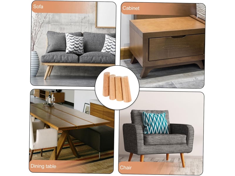  4pièces meuble bois massif ronds réglables pour table basse et commode de rechange pour canapé et autres meubles  - Conforama C