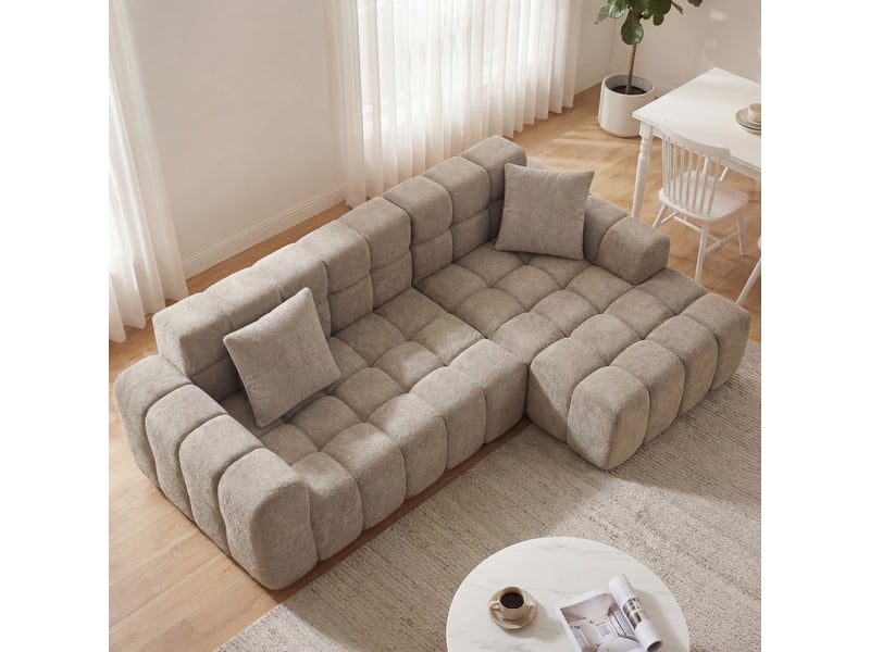  Tcqpz canapé d'angle convertible 249,94 cm en velours marron, modules modulables  - Conforama B