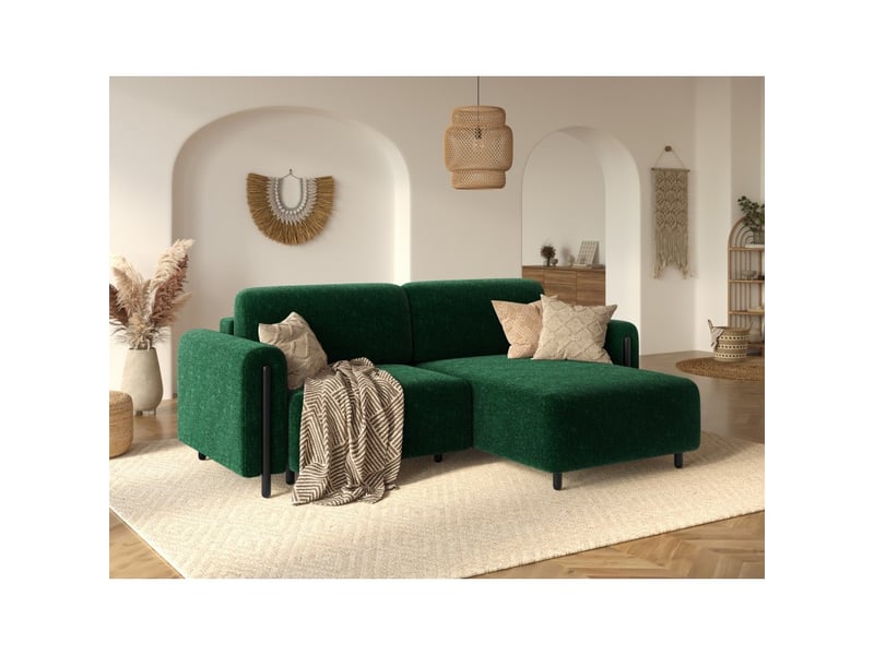  Canapé d'angle convertible arvessa vert émeraude chenille – angle droit  - Conforama B