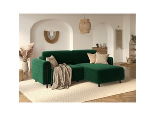 Canapé d'angle convertible arvessa vert émeraude chenille – angle droit