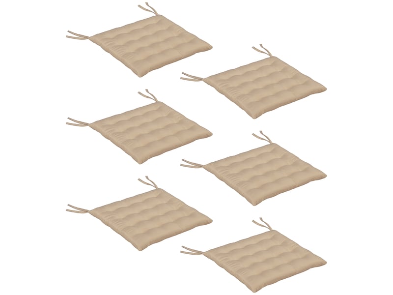 Lot de 6 coussins de chaise de jardin rembourrés 40x40 cm avec rubans kaki  - Conforama B