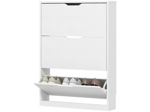 Meuble à chaussures 3 tiroirs rabattables 12 paires blanc 80 x 17 x 108 cm