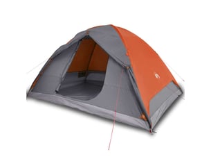 Tente de camping, tente à dôme 6 personnes orange imperméable