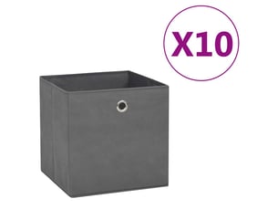 Boîtes de rangement 10 pcs tissu intissé 28x28x28 cm gris