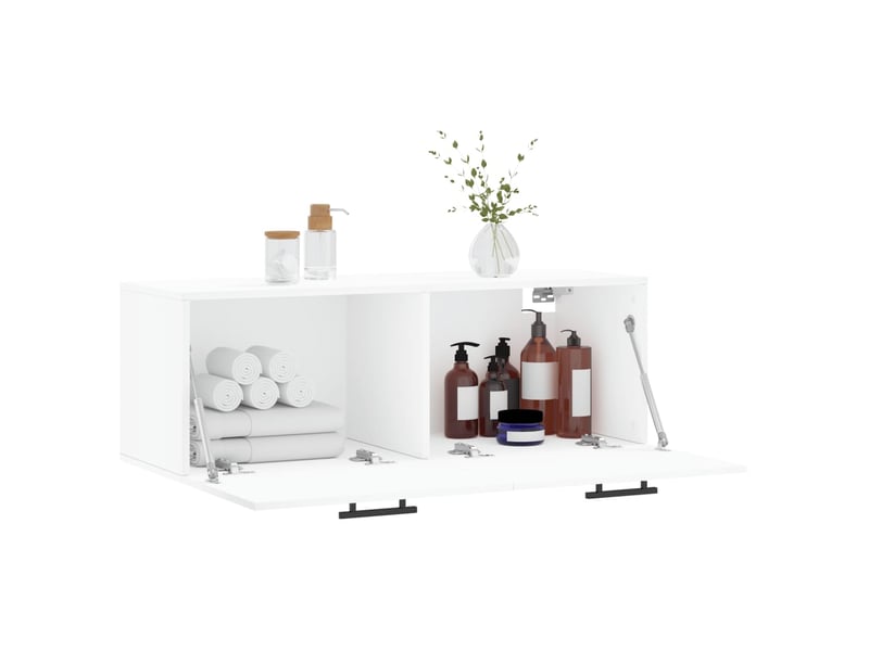  Armoire murale salon, meuble de rangement blanc 100x36,5x35 cm bois d'ingénierie  - Conforama D