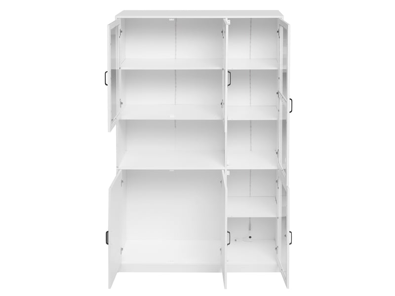  Vitrine avec 2 portes, 4 étagères réglables et led pour salon 120×40×200 cm en mdf blanc  - Conforama D