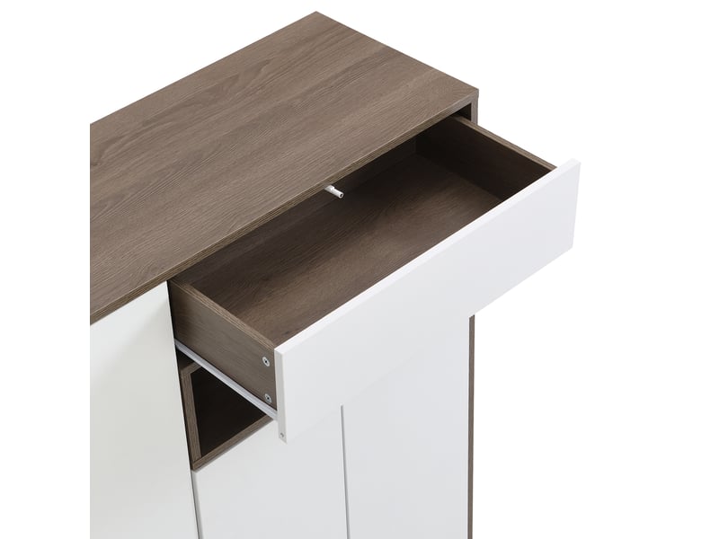  Meuble à chaussures pour l'entrée 20 paires avec compartiments,étagères réglables et siège rembourré,conception sans poignées,blanc meuble à chaussures blanc - Conforama E