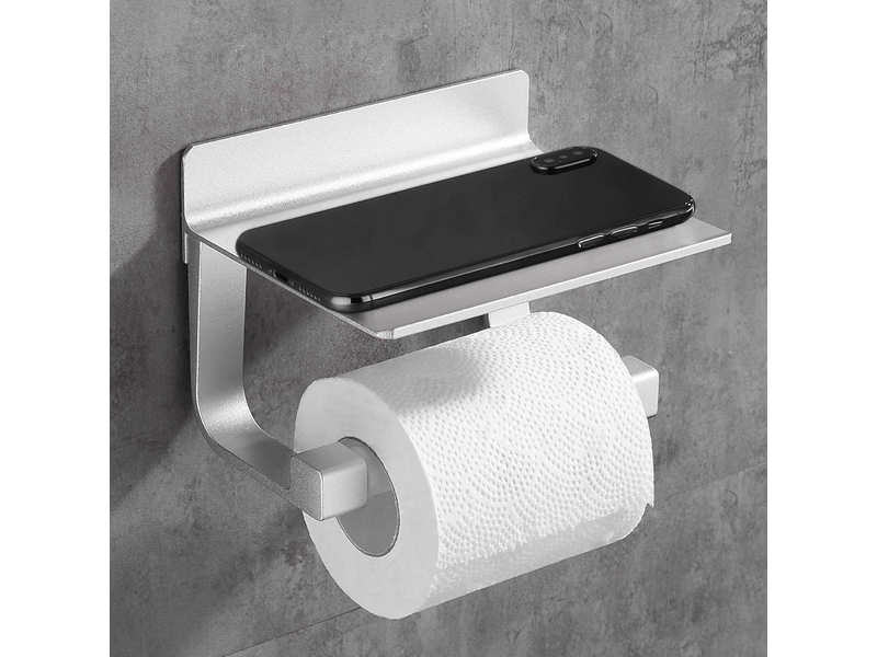  Porte-papier toilette adhésif puissant, en aluminium argenté.  - Conforama B