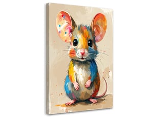 Tableau moderne, souris colorée animaux 80x120
