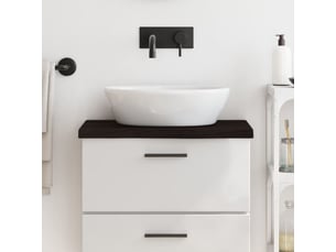 Comptoir de salle de bain, plan de travail marron foncé bois massif traité cf65857