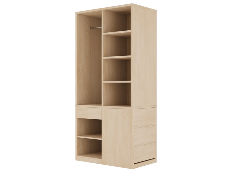  Armoire penderie - 70x50x170 cm - tiroirs de rangement - rangements intégrés - barre penderie - structure bois - bois naturel CozyNest - Conforama A