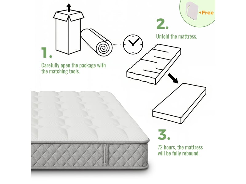 Matelas à ressorts ensachés 90x200 cm épaisseur 20cm, 7 zones confort, mousse froide, fermeté H3 mi-ferme, OEKO-TEX, 4 poignées, emballage sous vide  - Conforama R