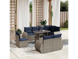 Vidaxl ensemble de canapé de jardin 9 pcs avec coussins gris résine tressée