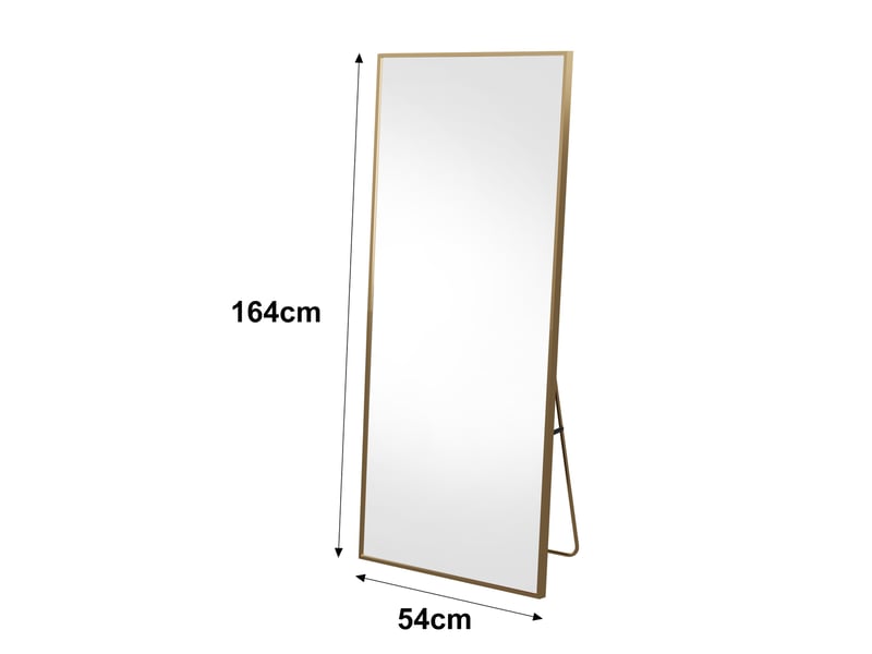  Miroir sur pied rectangulaire doré - 164x54cm - miroir psyché mural ou autoportant avec cadre en aluminium et verre trempé  - Conforama E