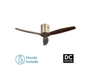 Ventilateur de plafond fabrilamp aguilón dc cuirchêne 3 pales 132 cm 6 vitesses sans éclairage télécommande