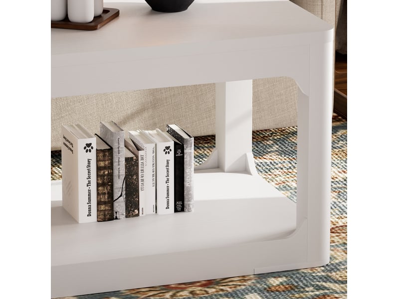  Table basse 100x50x44,5 cm en mdf avec étagère blanche chicfurn  - Conforama E