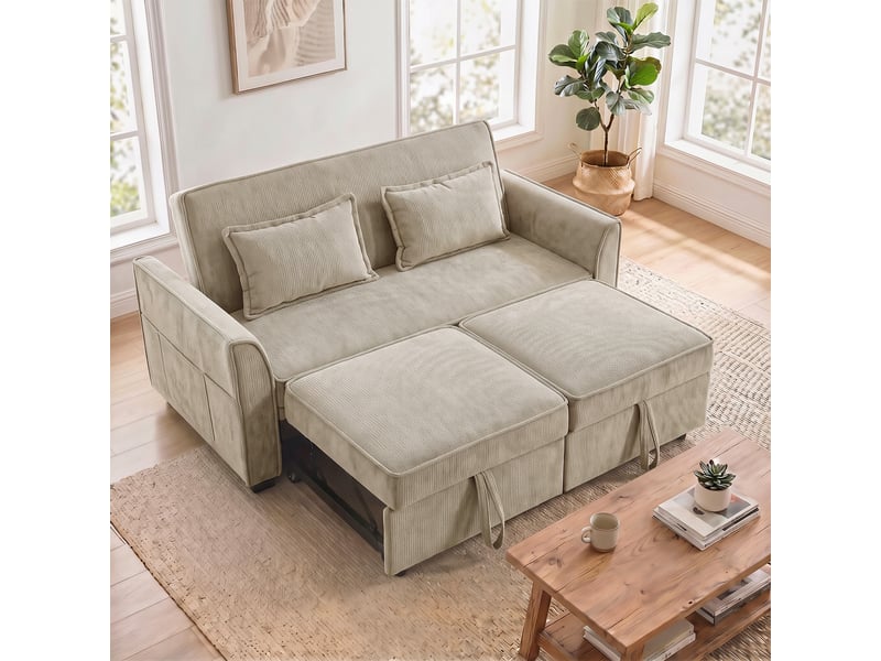 Canapé convertible 2 places 4 en 1, canapé-lit d'angle en chenille 167cm, assise large, dossier réglable, marron - Conforama A