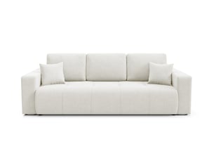 Canapé droit convertible   4 places Tissu beige avec coffre de rangement