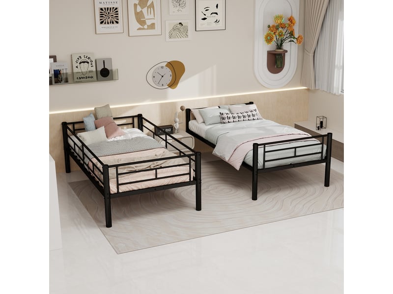  Lit superposé métallique noir, lit inférieur 90 × 190 cm, séparable IKSETERA TRADING LTD - Conforama E