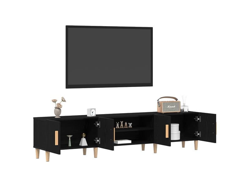  Meuble tv - banc tv - meuble de rangement 180 x 31,5 x 40 cm chêne noir bois d'ingénierie  - Conforama C