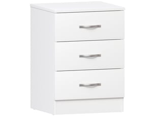 Table de chevet riano, commode de nuit, chambre, rangement, 56x40x36cm, 3 tiroirs, blanc